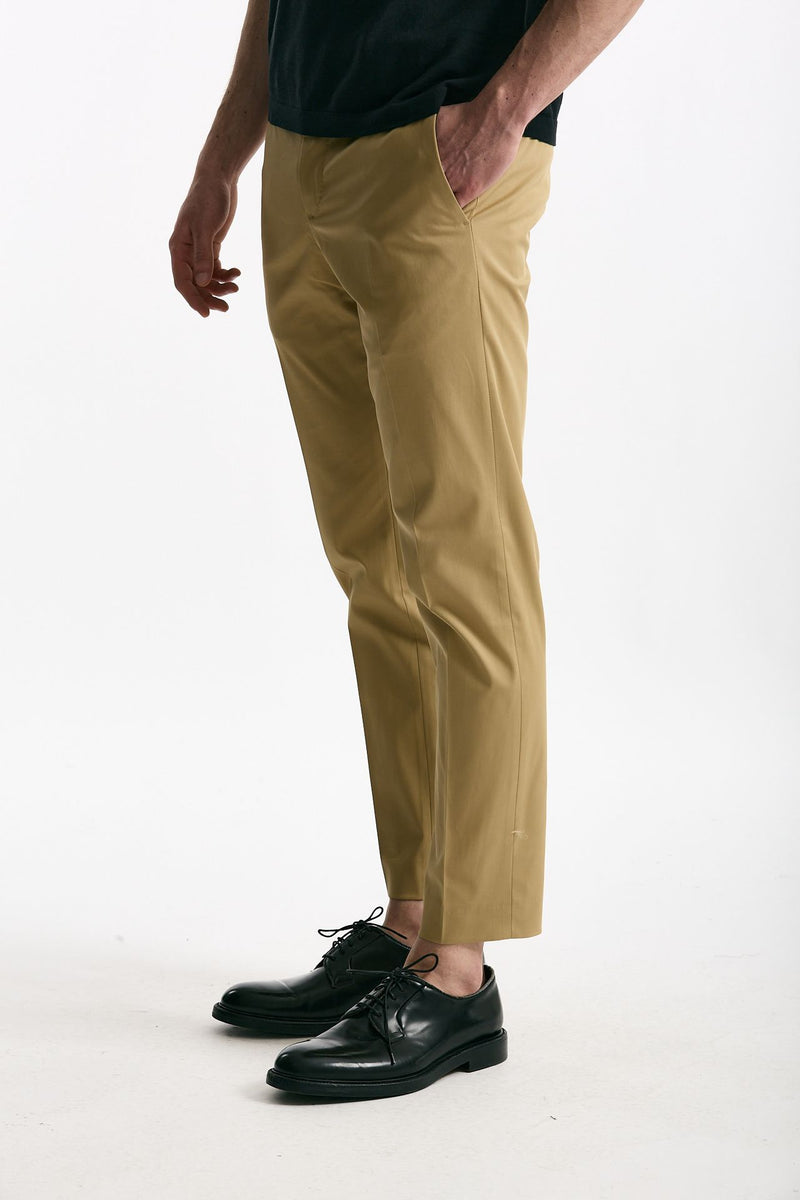 Pantalone EDGE-DIECI in cotone raso stretch cammello men Pt torino - 4