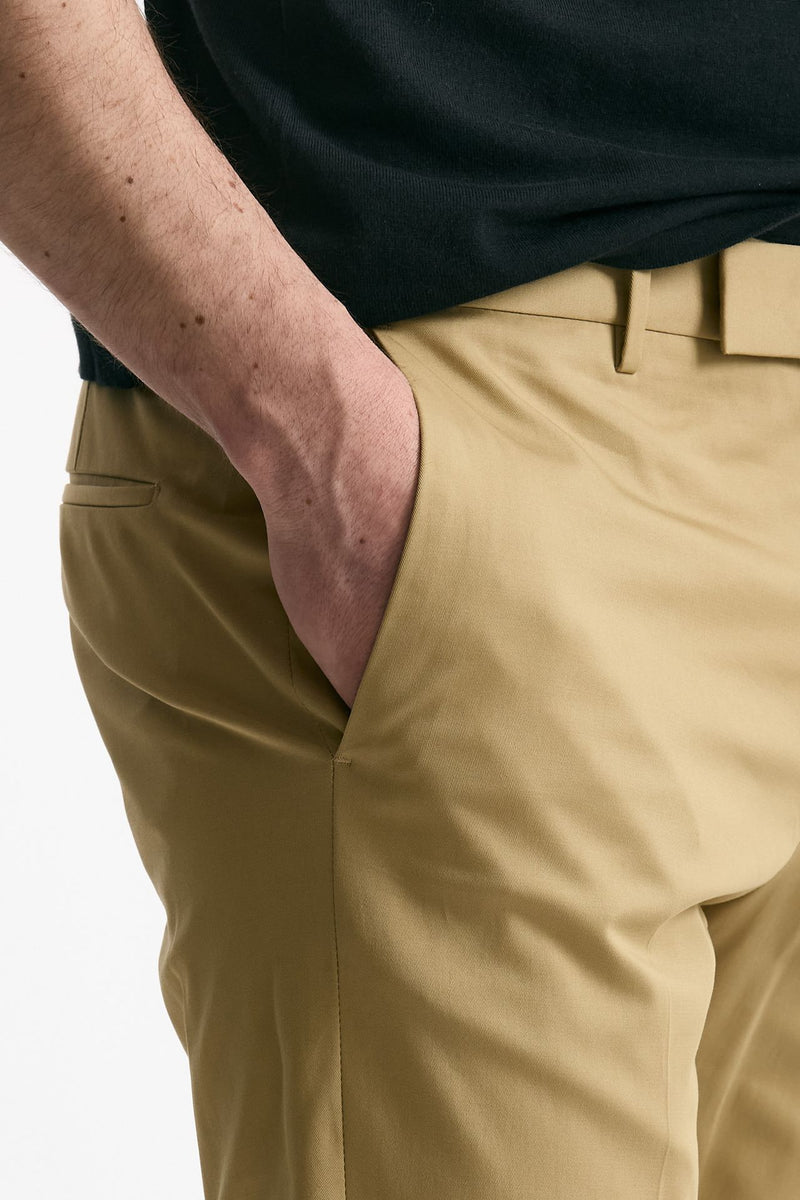 Pantalone EDGE-DIECI in cotone raso stretch cammello men Pt torino - 6