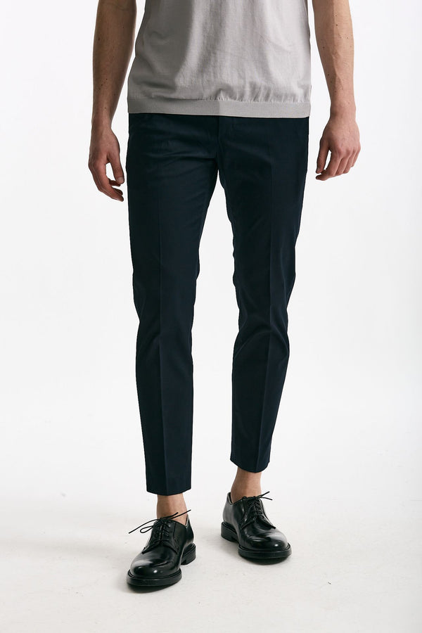 Pantalone EDGE-DIECI in cotone raso stretch blu men Pt torino