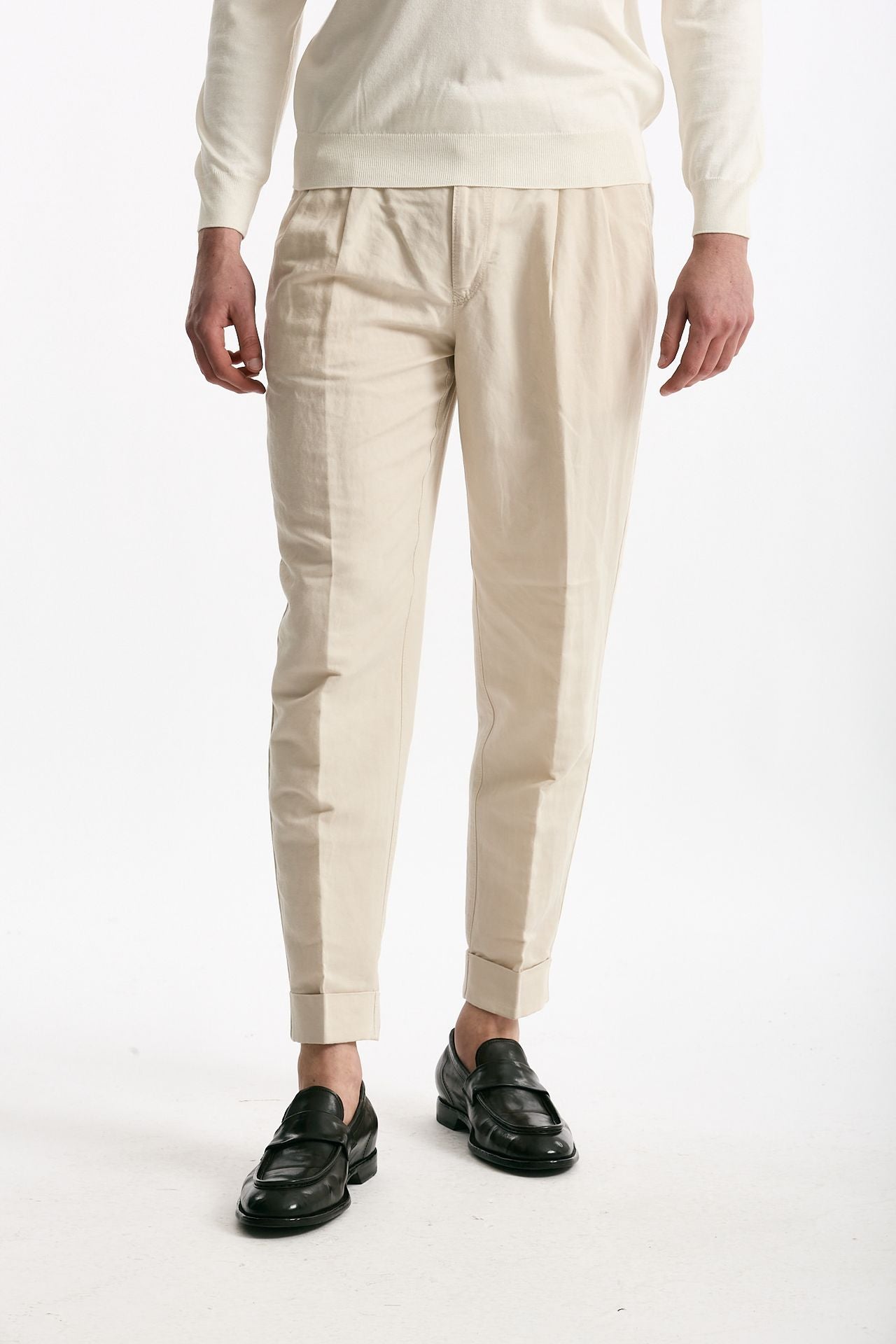 Pantalone REWORKED- CARROT in lino e cotone panna men Pt torino - 1