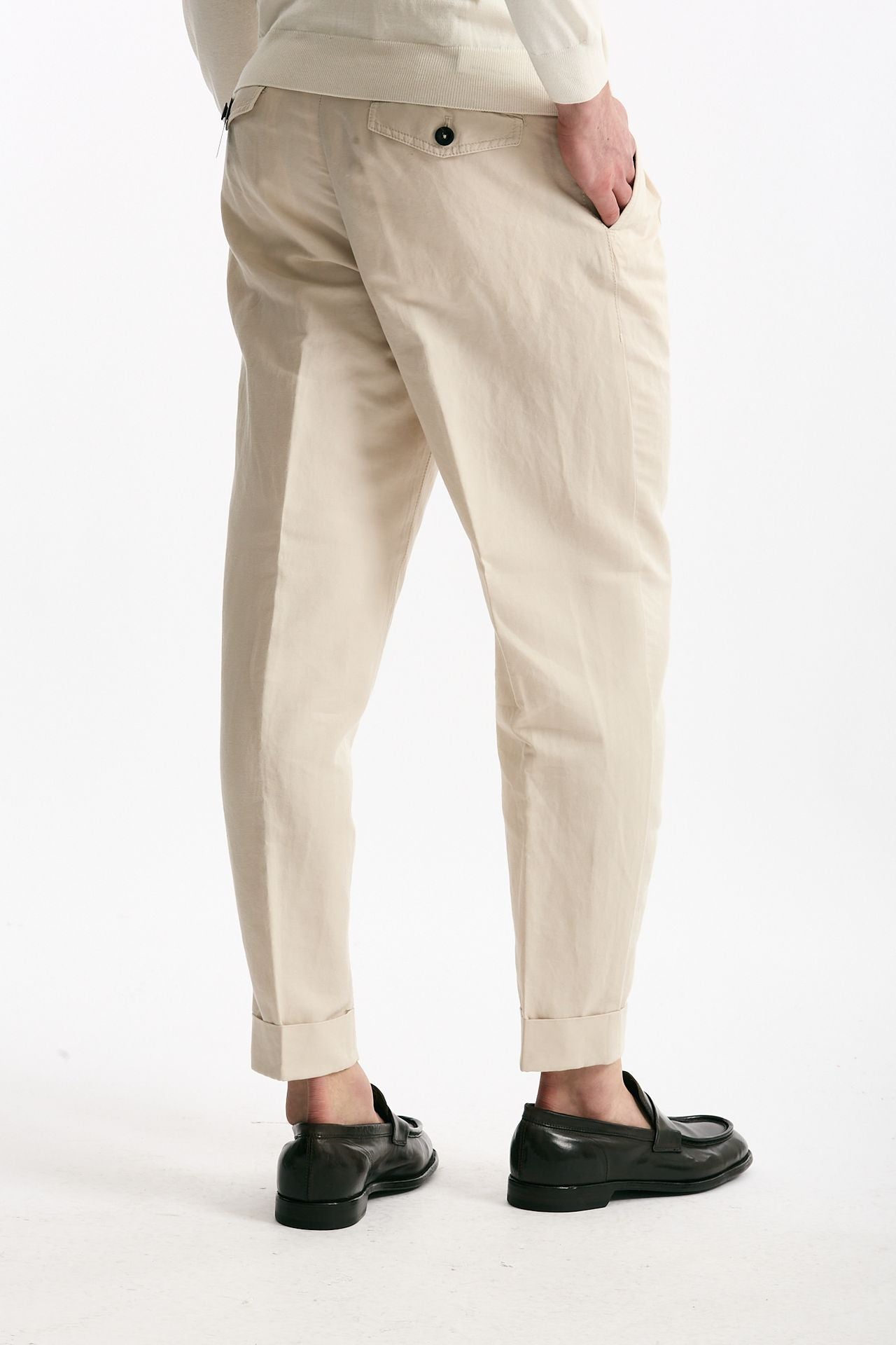 Pantalone REWORKED- CARROT in lino e cotone panna men Pt torino - 3