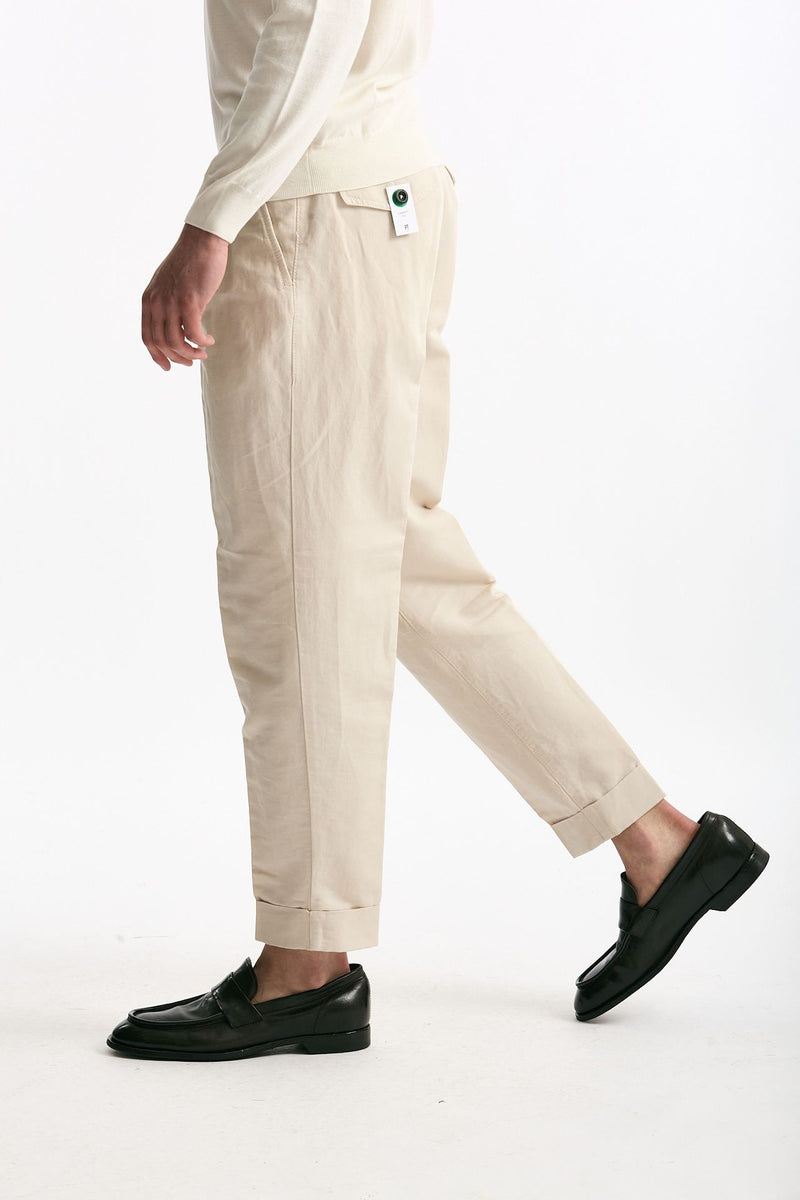Pantalone REWORKED- CARROT in lino e cotone panna men Pt torino - 4
