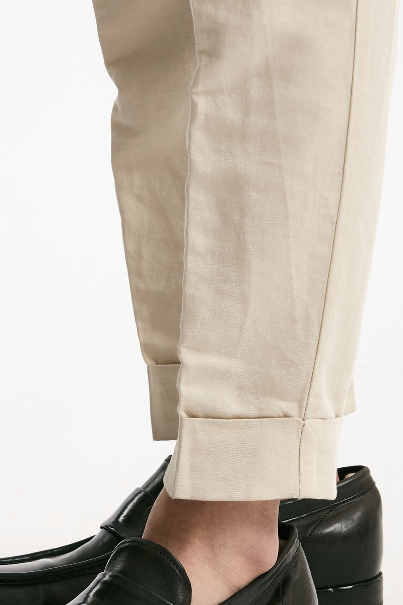 Pantalone REWORKED- CARROT in lino e cotone panna men Pt torino - 5