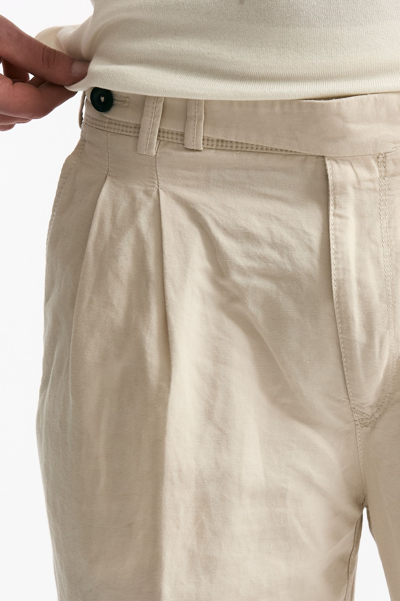 Pantalone REWORKED- CARROT in lino e cotone panna men Pt torino - 6