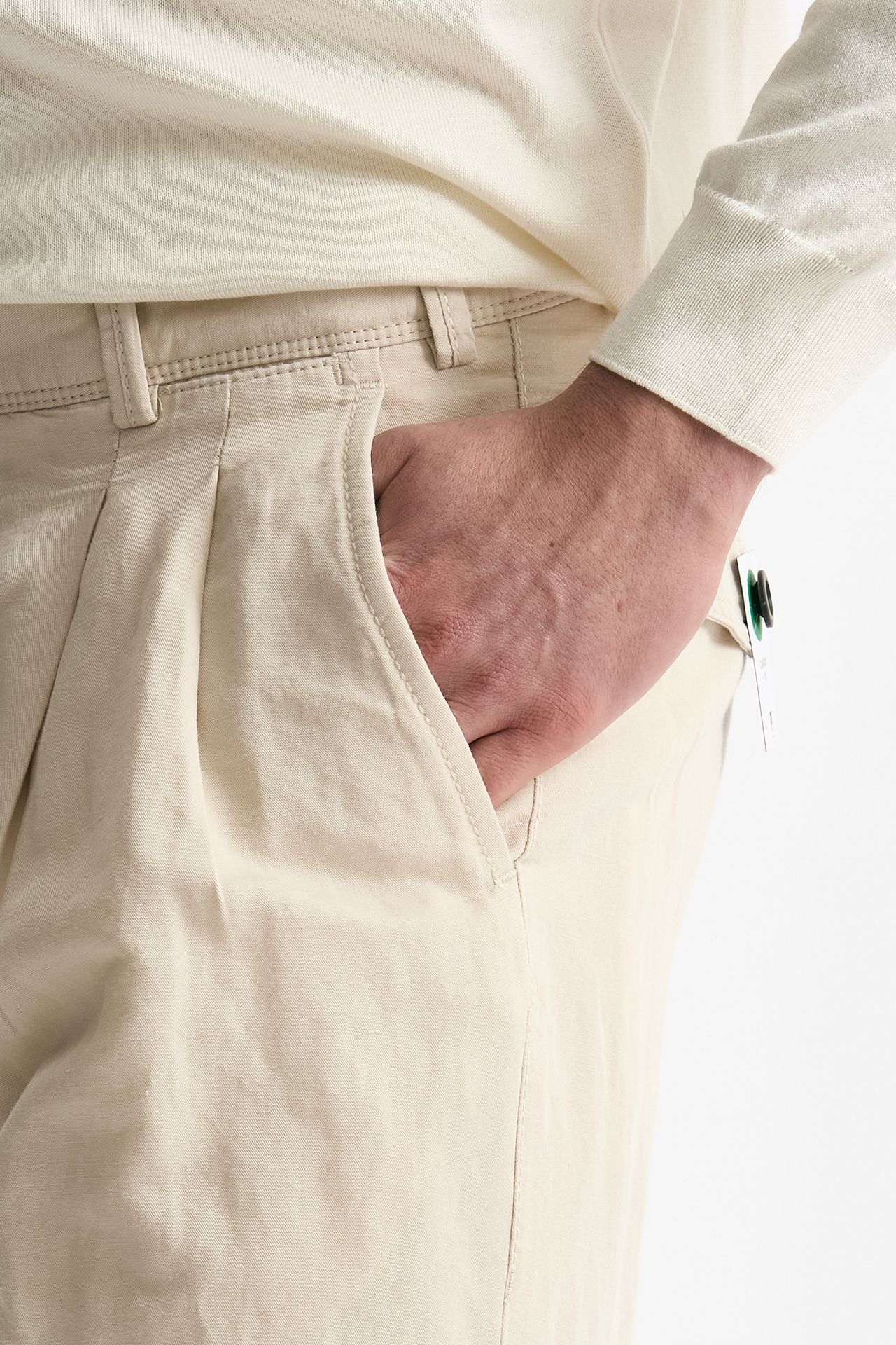 Pantalone REWORKED- CARROT in lino e cotone panna men Pt torino - 7