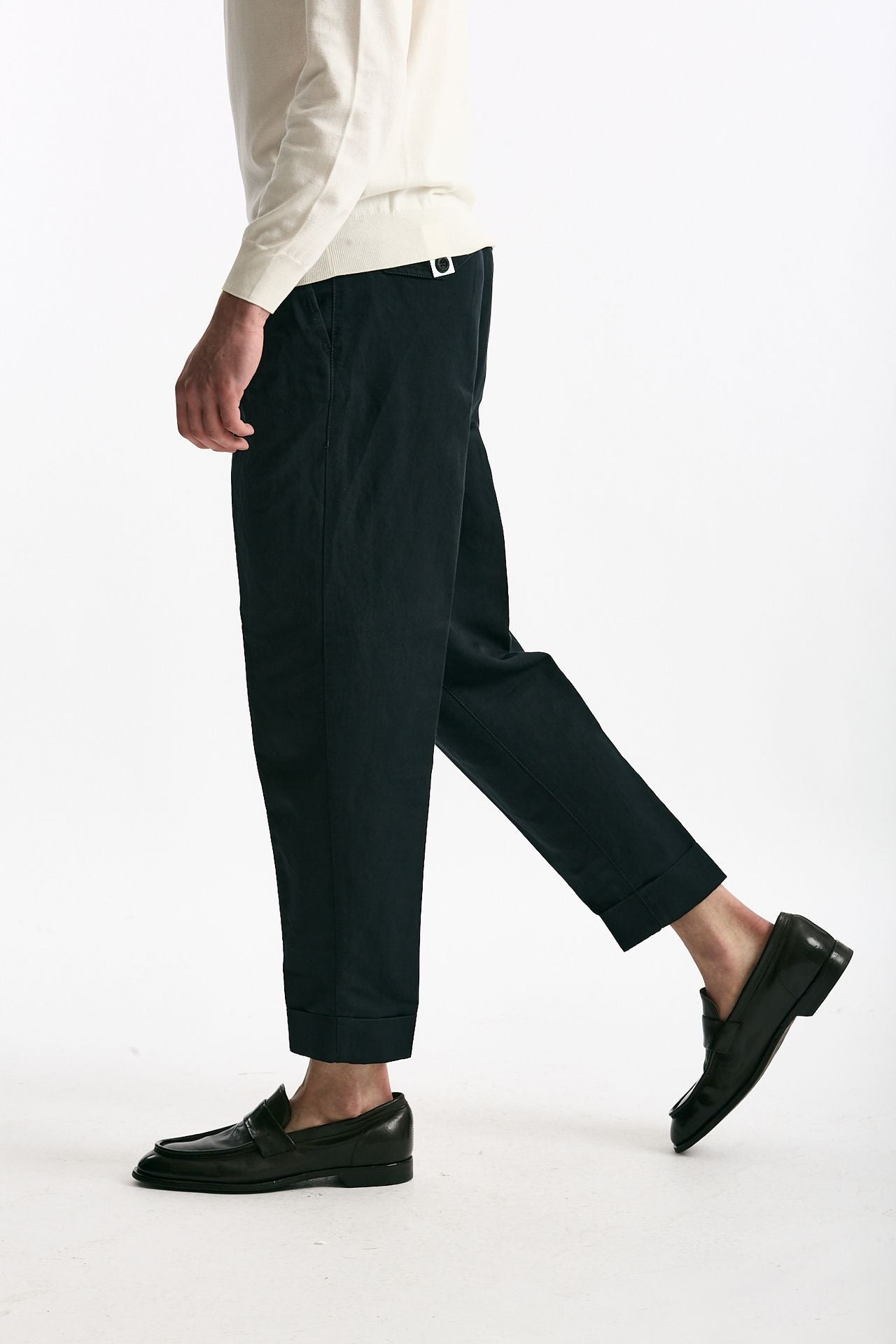 Pantalone REWORKED- CARROT in lino e cotone blu men Pt torino - 4