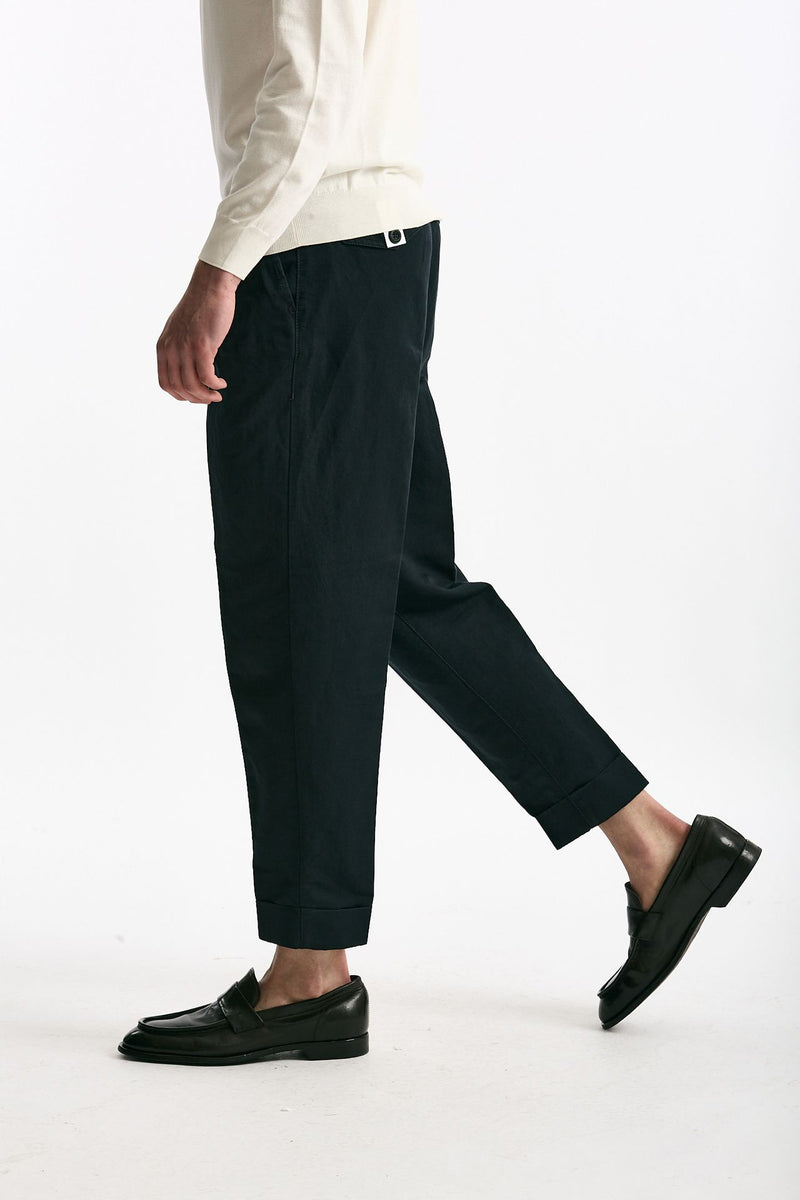 Pantalone REWORKED- CARROT in lino e cotone blu men Pt torino - 4