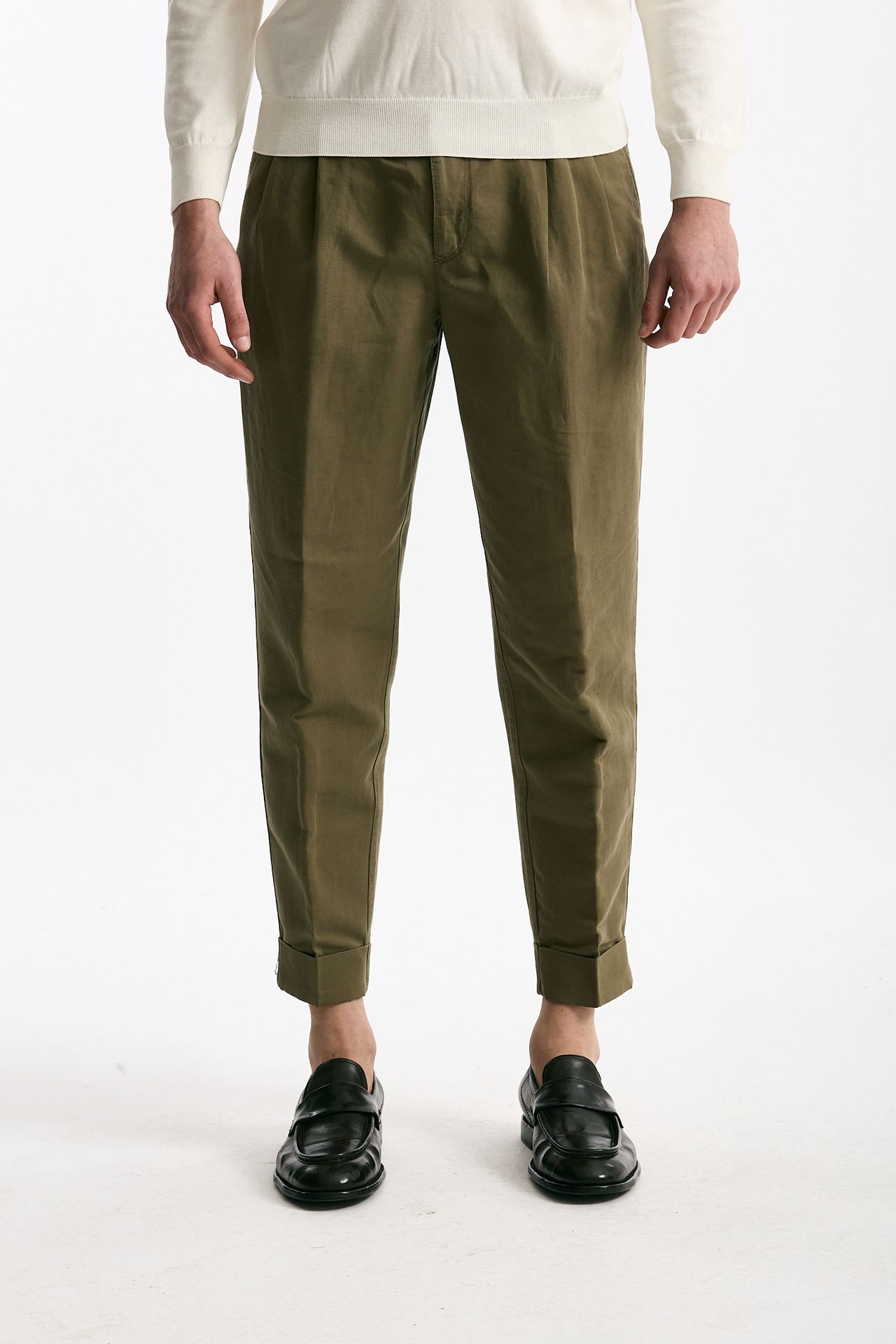 Pantalone REWORKED- CARROT in lino e cotone verde men Pt torino - 1
