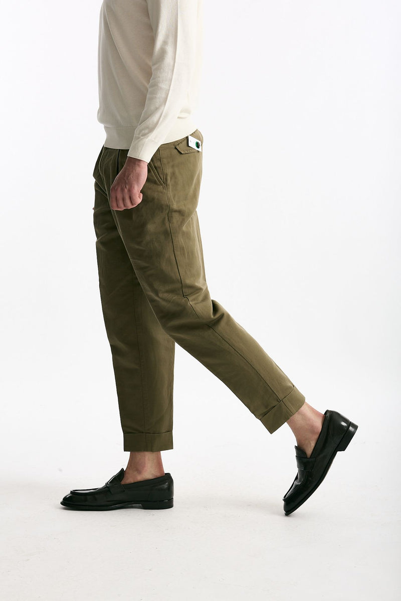 Pantalone REWORKED- CARROT in lino e cotone verde men Pt torino - 4