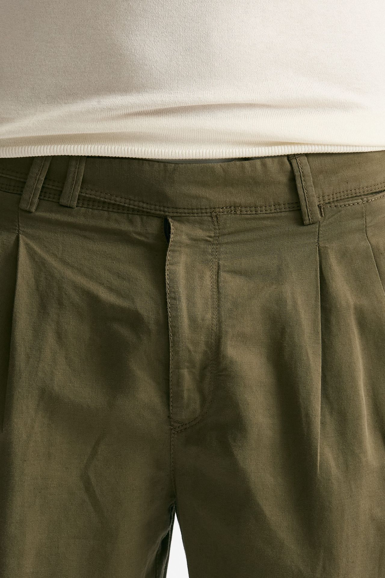 Pantalone REWORKED- CARROT in lino e cotone verde men Pt torino - 5