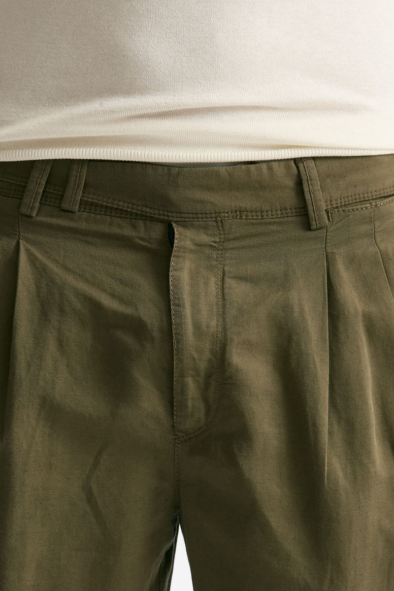 Pantalone REWORKED- CARROT in lino e cotone verde men Pt torino - 5