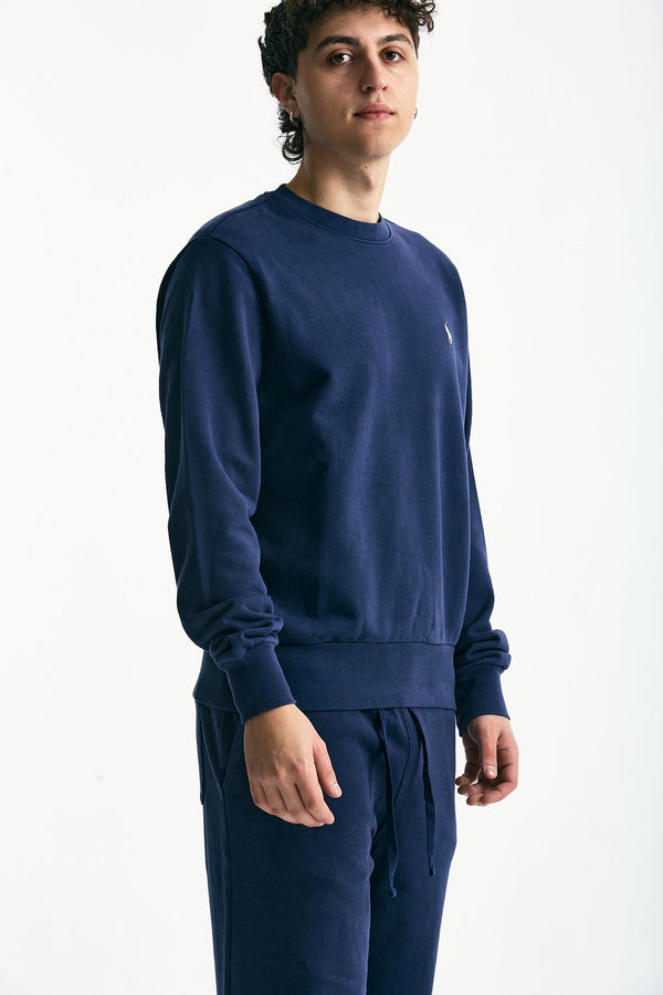 Felpa in cotone lavato blu men Polo ralph lauren