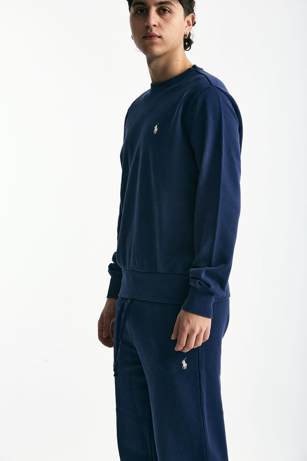Felpa in cotone lavato blu men Polo ralph lauren