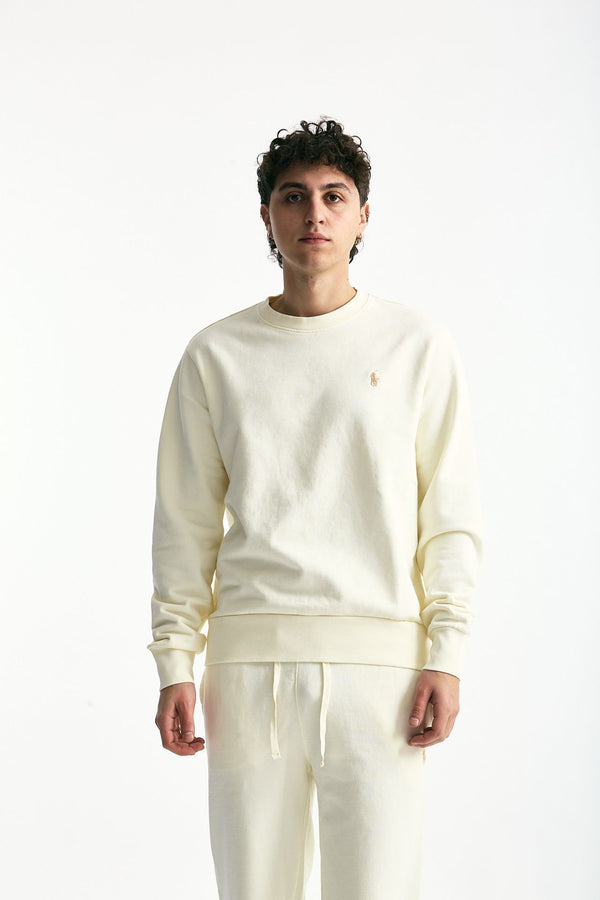 Felpa in cotone lavato panna men Polo ralph lauren