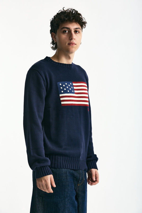 Maglia in cotone blu men Polo ralph lauren