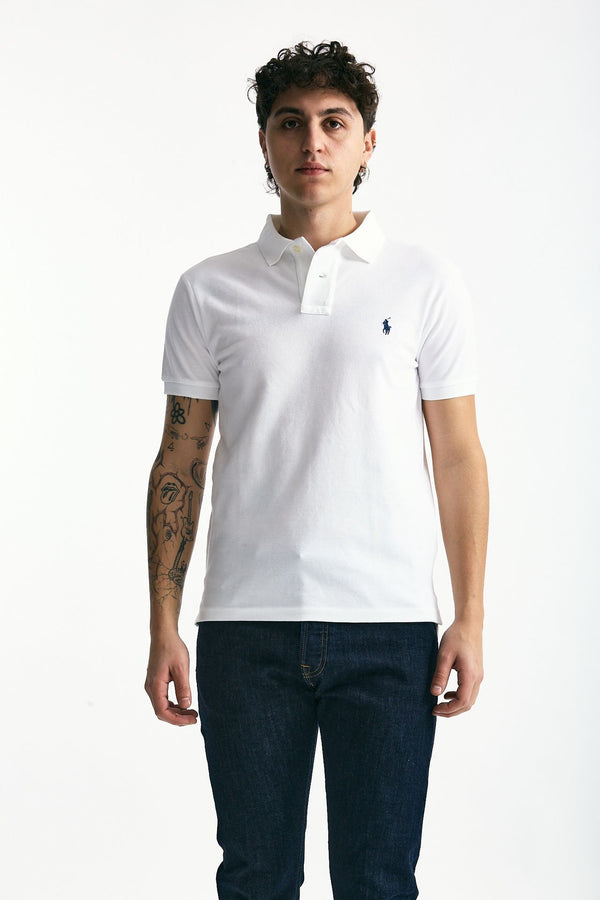 Polo Slim-Fit in cotone piquet bianco men Polo ralph lauren