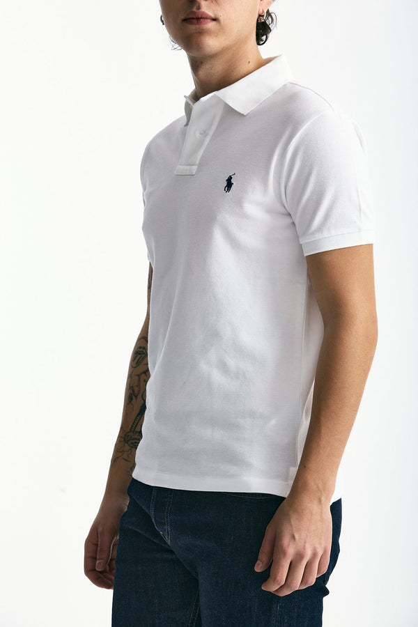 Polo Slim-Fit in cotone piquet bianco men Polo ralph lauren
