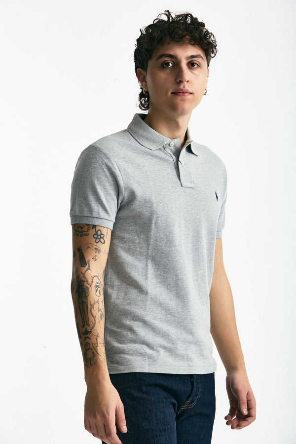 Polo Slim-Fit in cotone piquet grigio men Polo ralph lauren