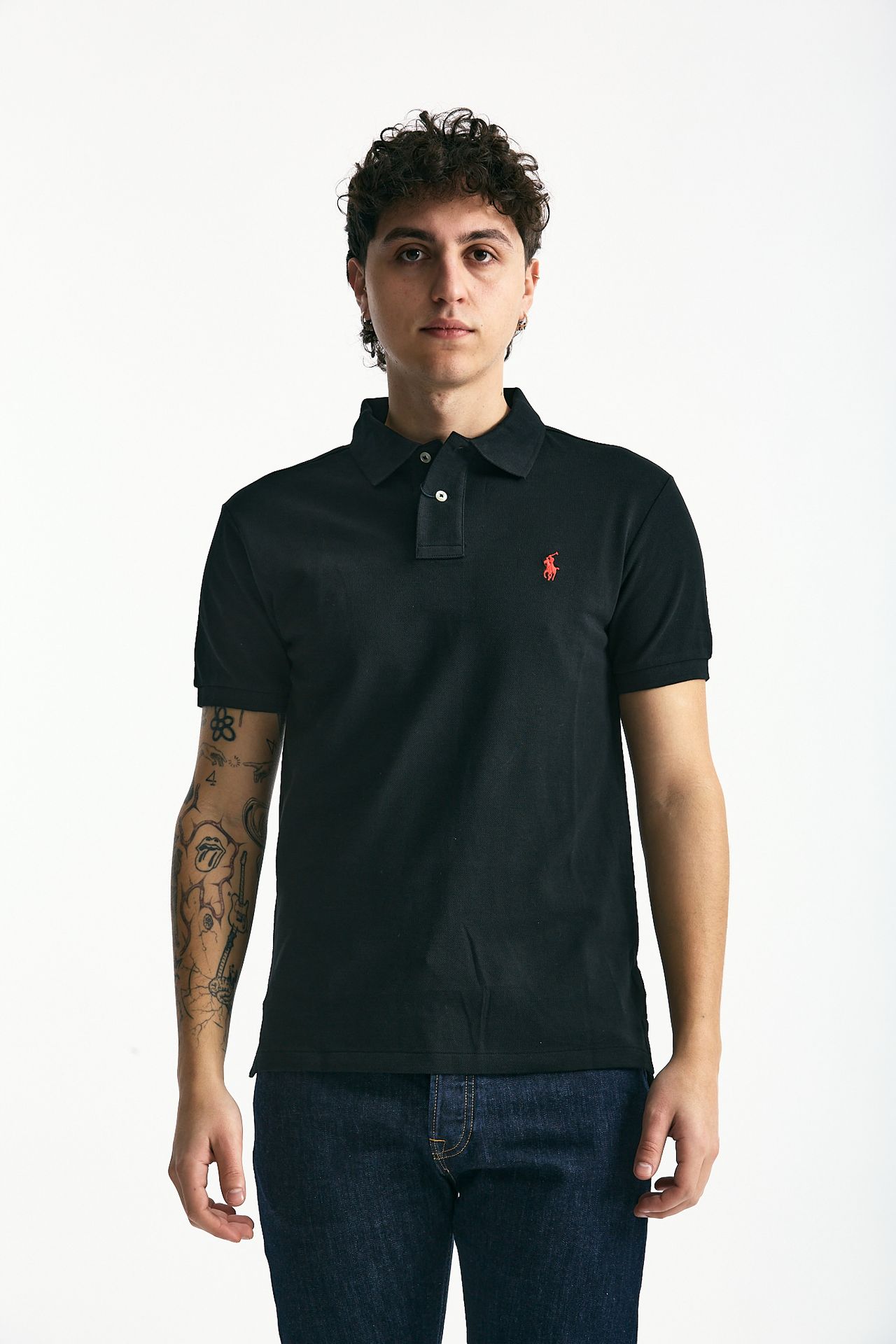 Polo Slim-Fit in cotone piquet nero men Polo ralph lauren - 3
