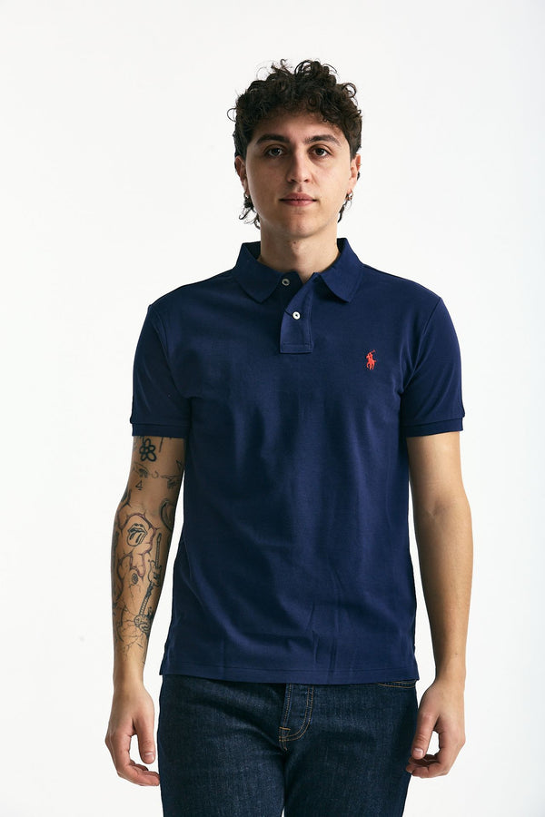 Polo Slim-Fit in cotone piquet blu men Polo ralph lauren