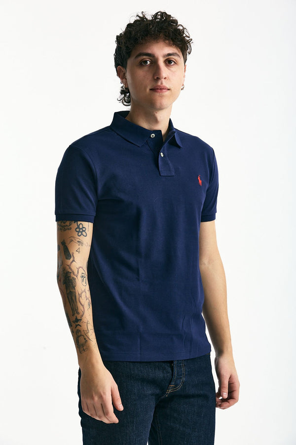 Polo Slim-Fit in cotone piquet blu men Polo ralph lauren