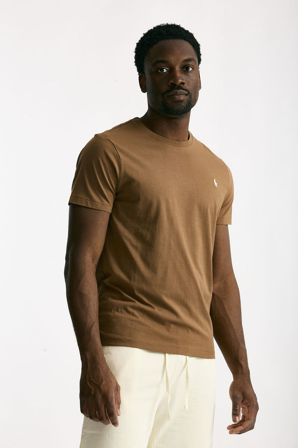 T-shirt in cotone marrone chiaro men Polo ralph lauren