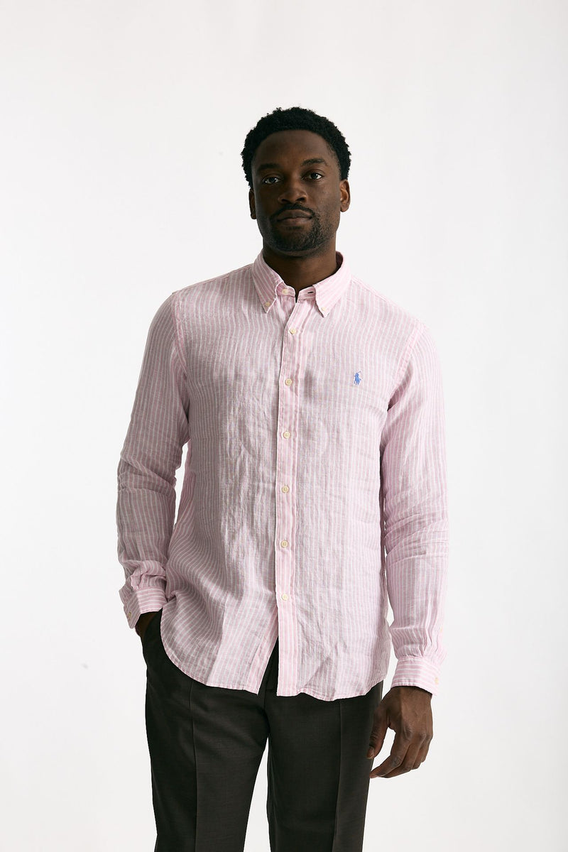 Camicia in lino bianco e rosa men Polo ralph lauren - 2