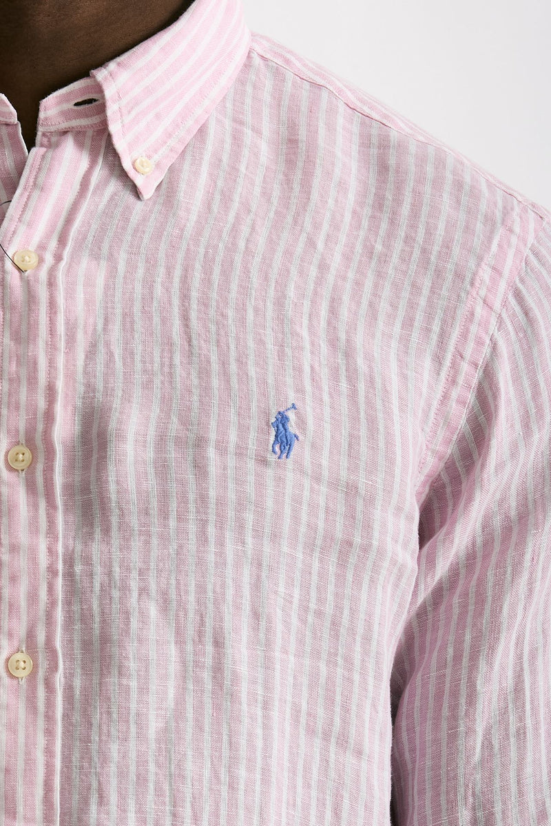 Camicia in lino bianco e rosa men Polo ralph lauren - 5