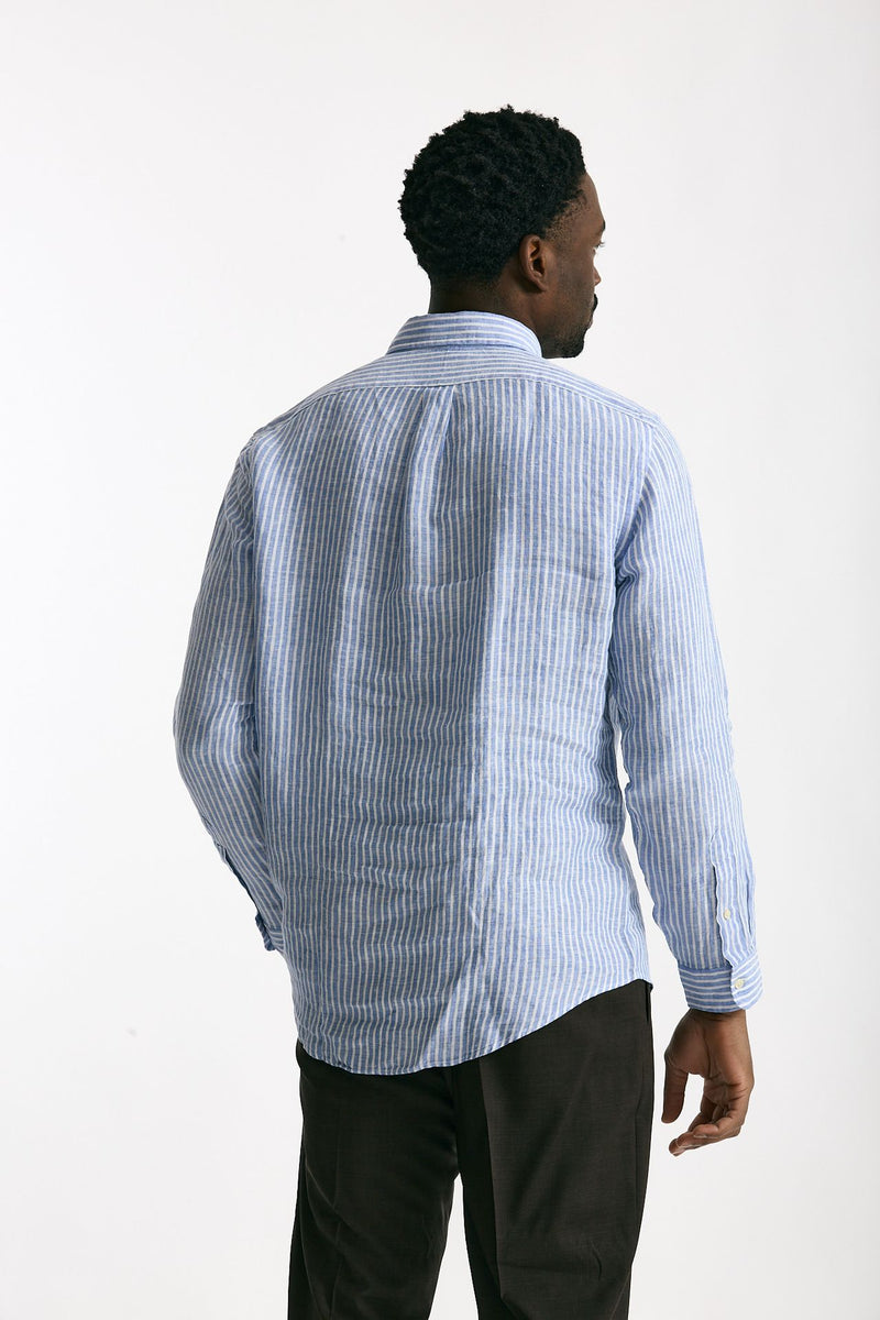Camicia in lino bianco e azzurro men Polo ralph lauren - 3