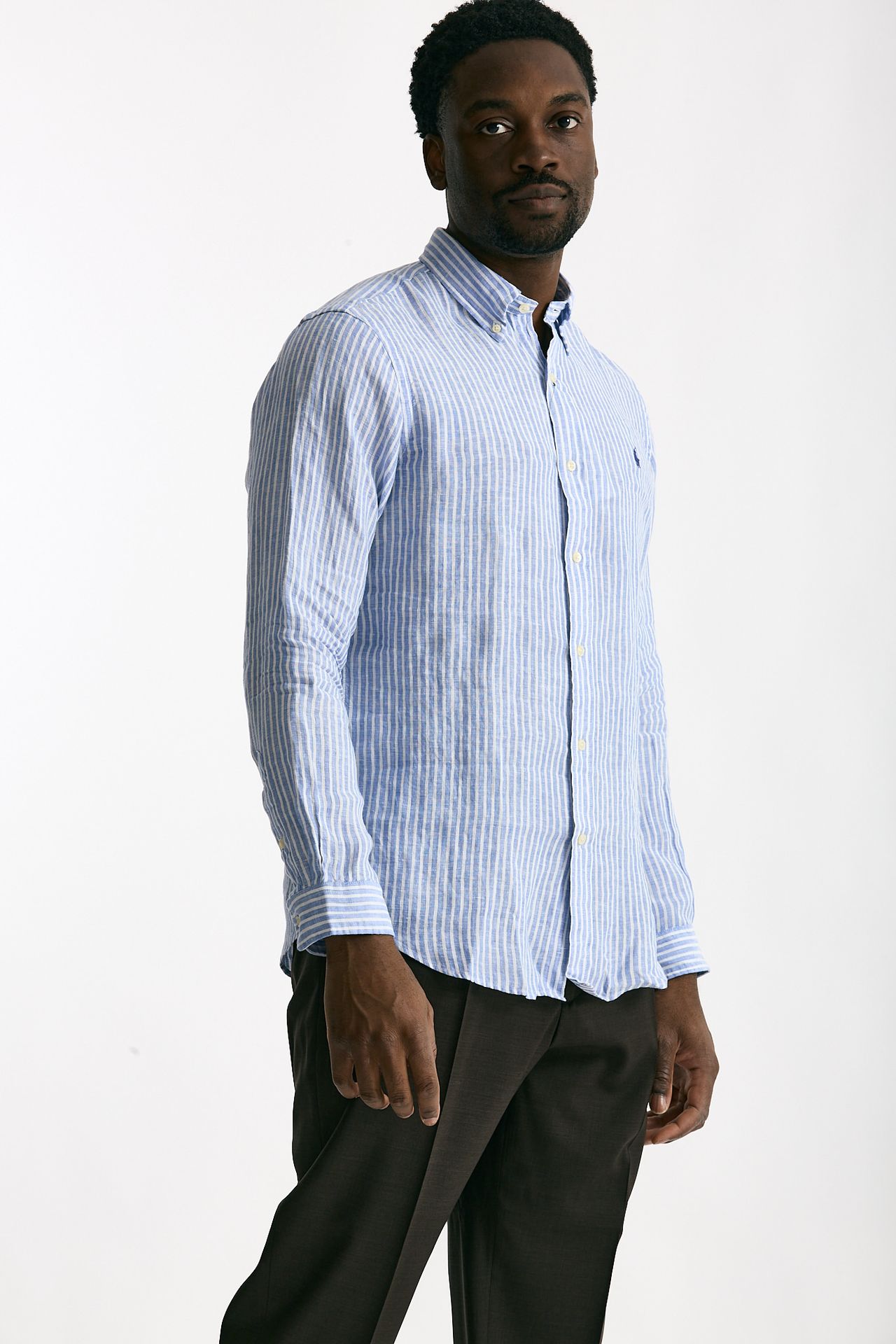 Camicia in lino bianco e azzurro men Polo ralph lauren - 4