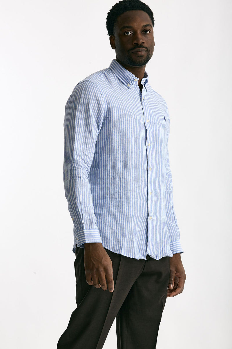 Camicia in lino bianco e azzurro men Polo ralph lauren - 4