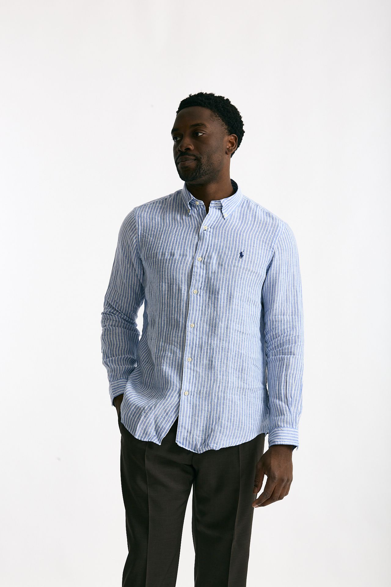 Camicia in lino bianco e azzurro men Polo ralph lauren - 1