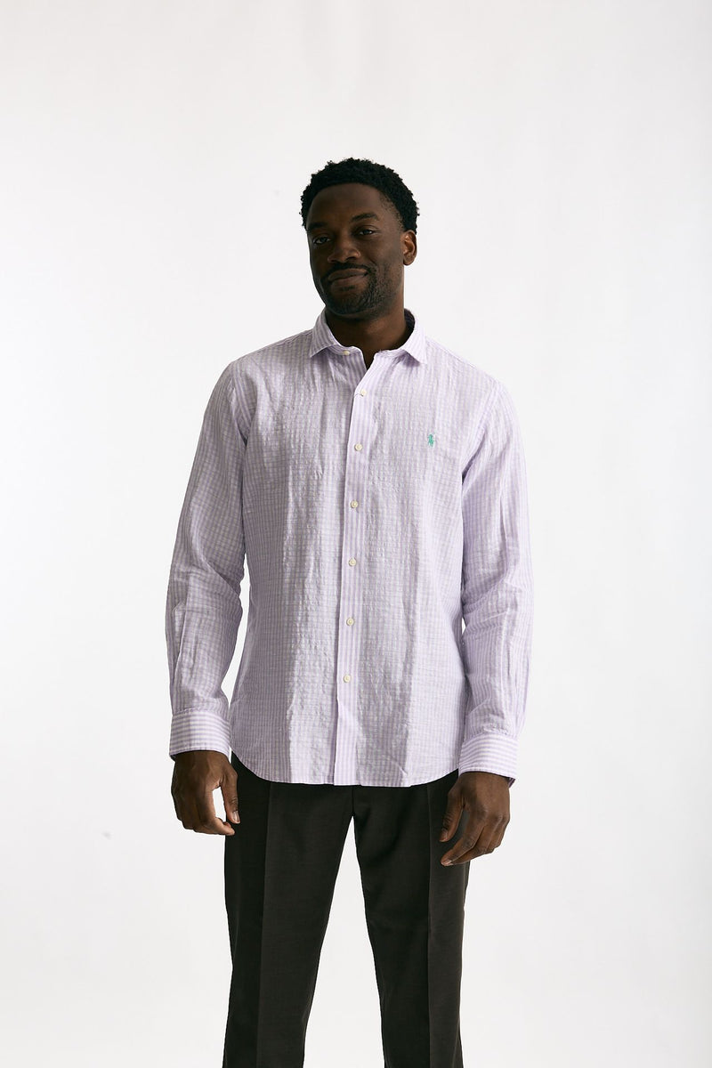 Camicia in lino bianco e lilla men Polo ralph lauren - 2