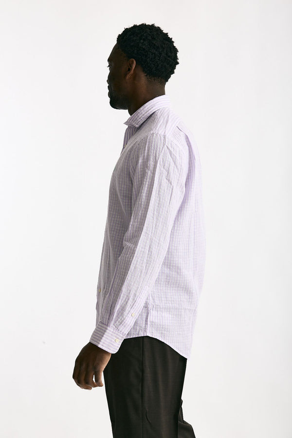 Camicia in lino bianco e lilla men Polo ralph lauren