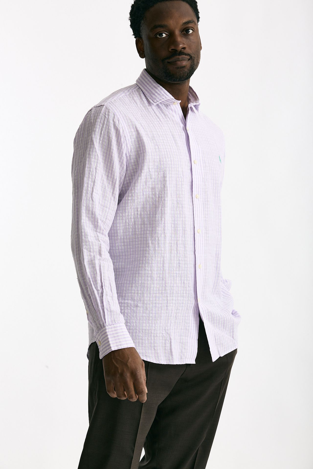 Camicia in lino bianco e lilla men Polo ralph lauren - 4
