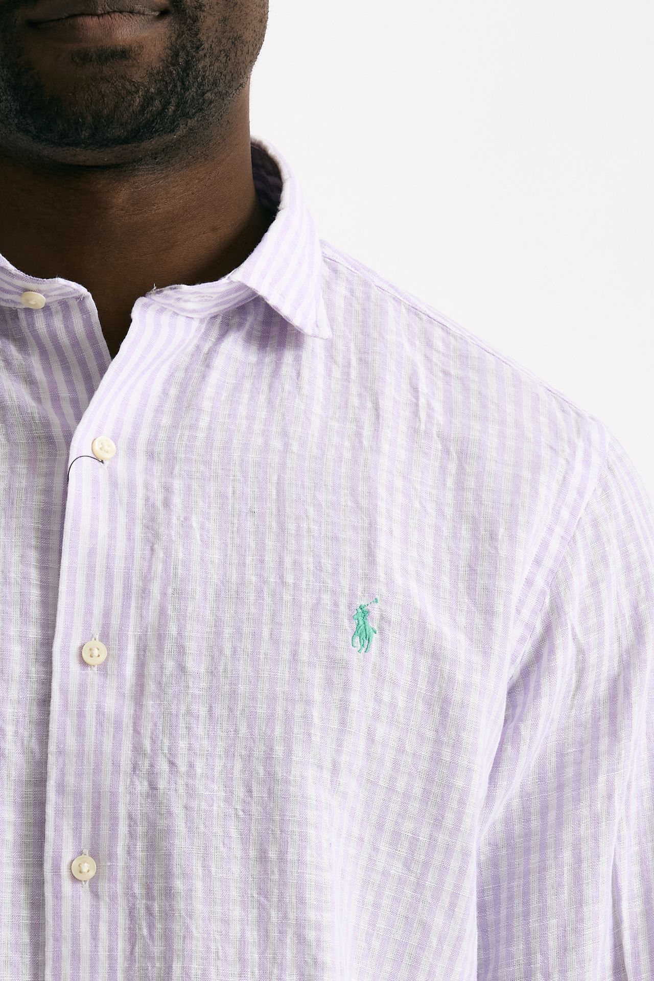 Camicia in lino bianco e lilla men Polo ralph lauren - 5
