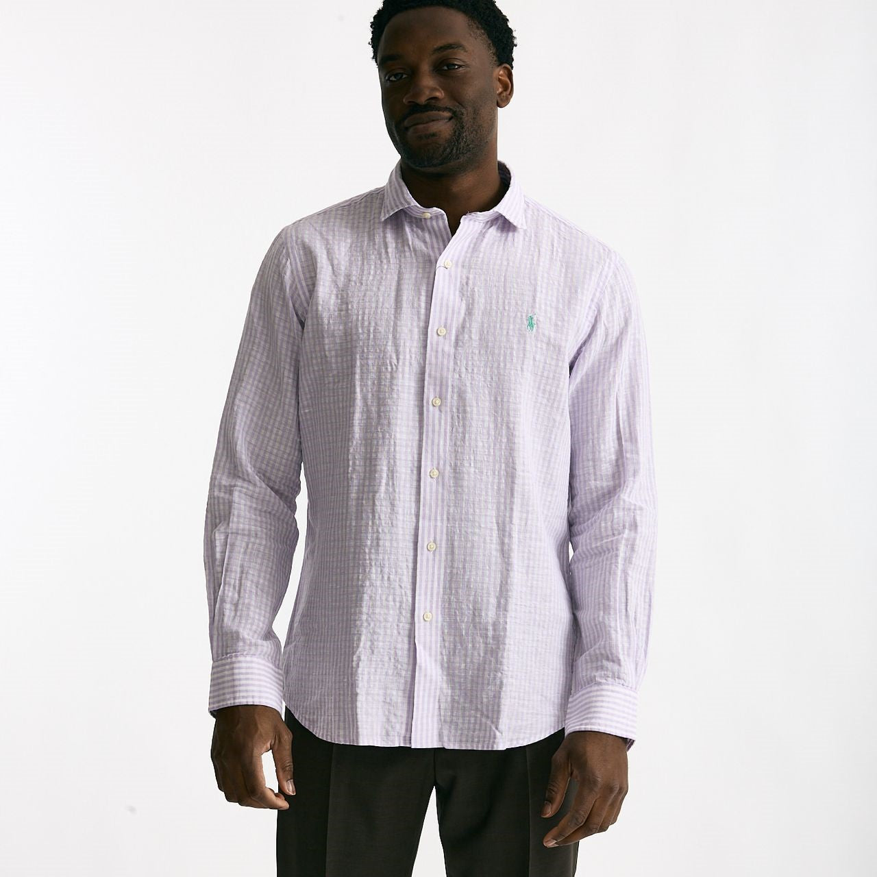 Camicia in lino bianco e lilla men Polo ralph lauren - 6