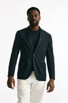 Giacca monopetto in lana lavata colore blu men Santaniello - 5