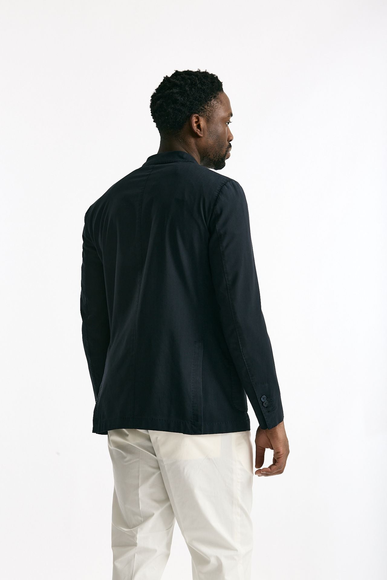 Giacca monopetto in lana lavata colore blu men Santaniello - 3
