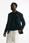 Giacca monopetto in lana lavata colore blu men Santaniello - 4
