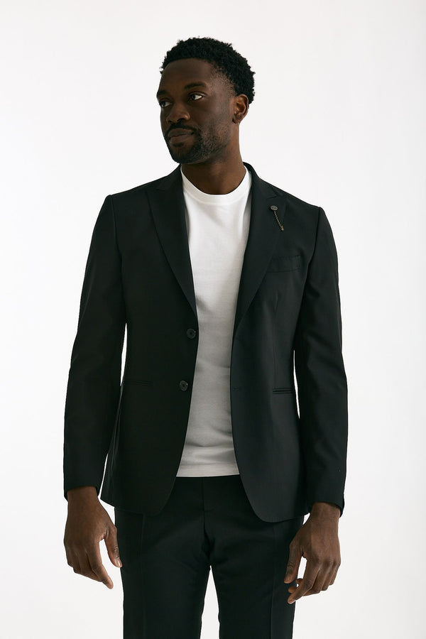 Abito monopetto nero Lana stretch men Santaniello