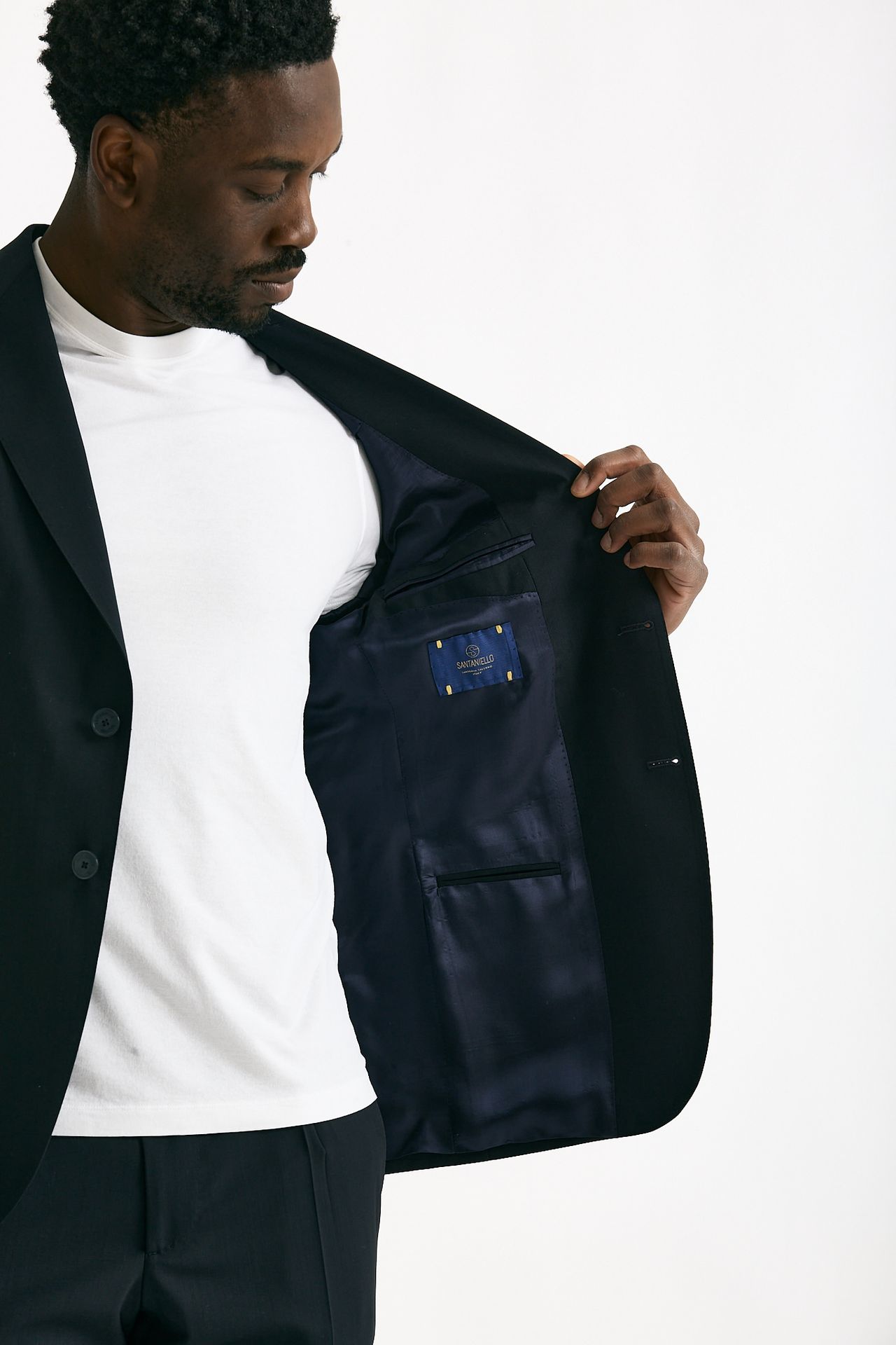 Abito monopetto blu Lana stretch men Santaniello - 6