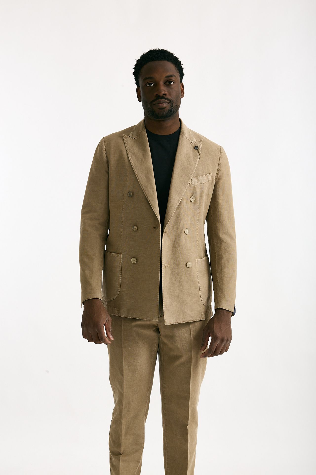 Abito doppiopetto beige Cotone e lino lavato men Santaniello - 3