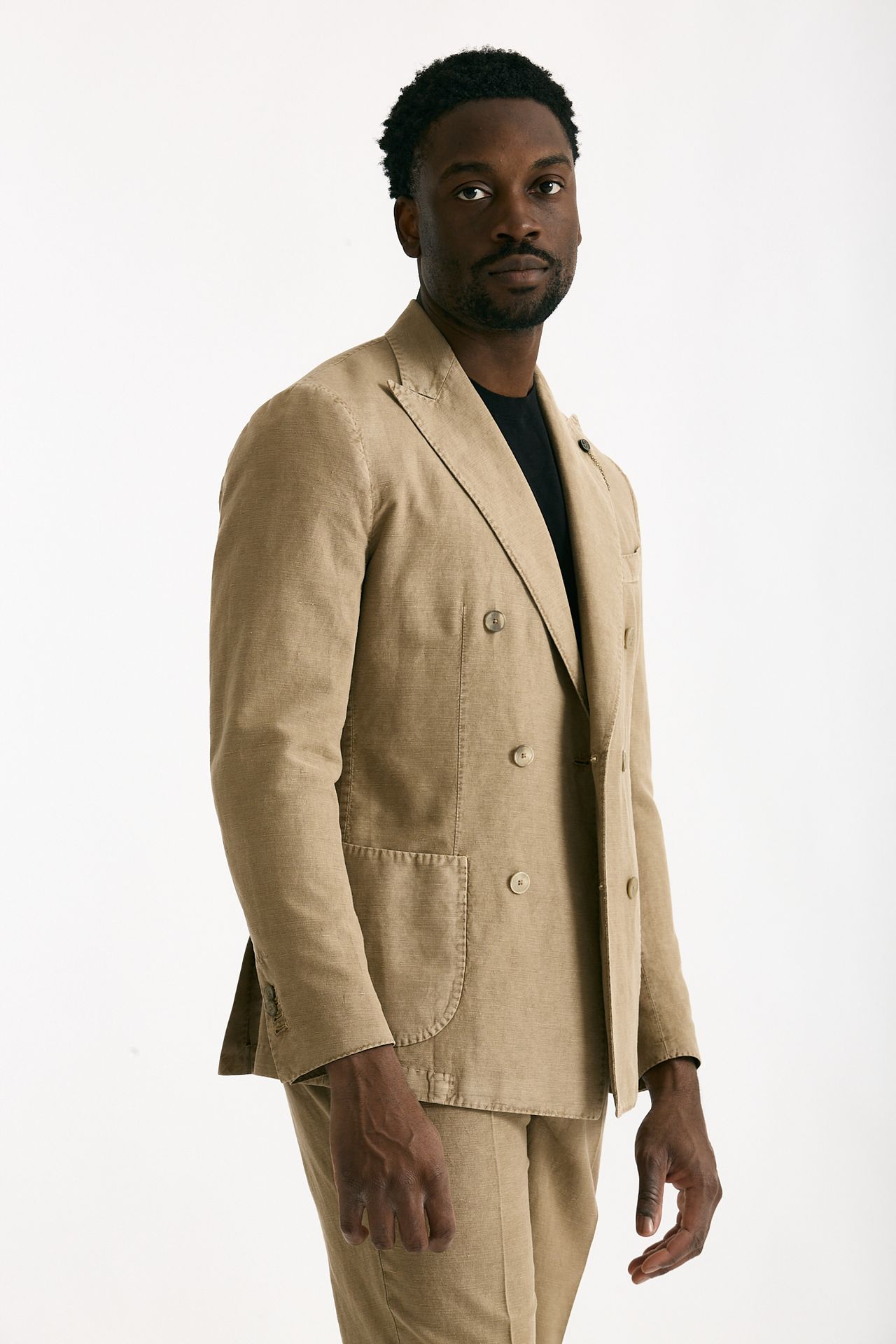 Abito doppiopetto beige Cotone e lino lavato men Santaniello - 1