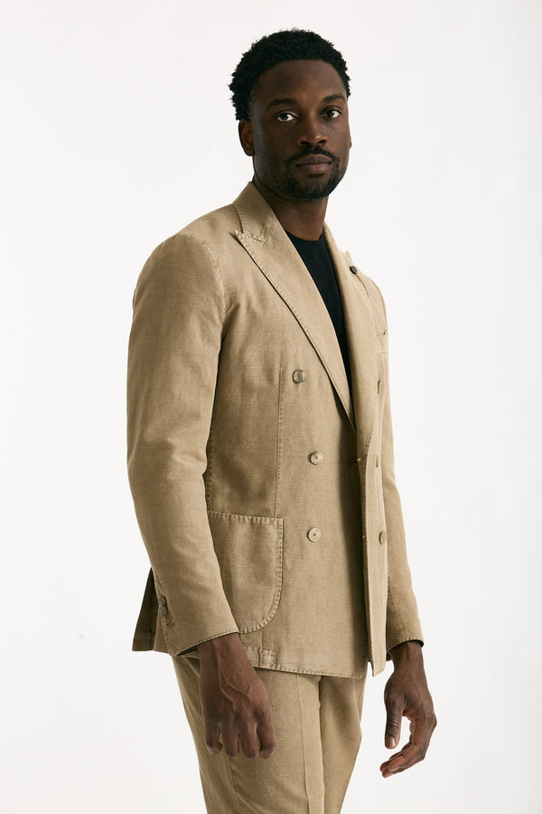 Abito doppiopetto beige Cotone e lino lavato men Santaniello