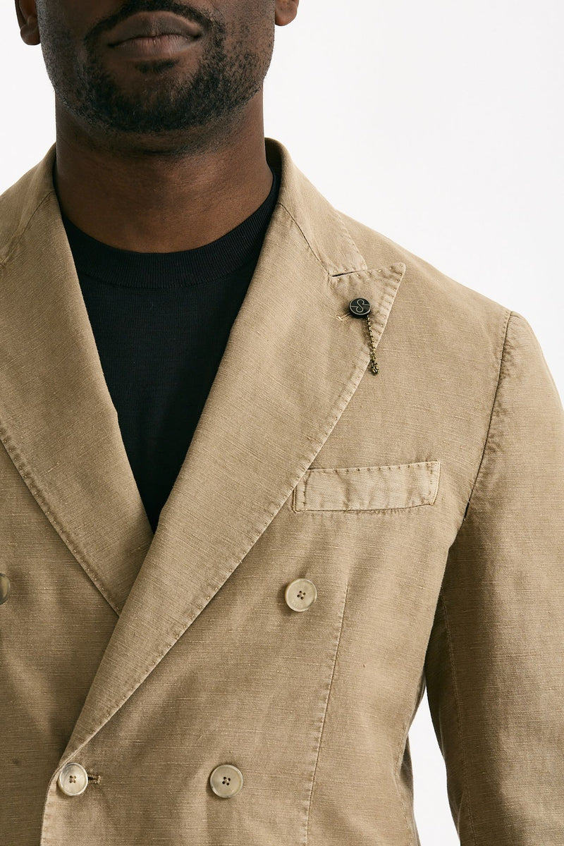 Abito doppiopetto beige Cotone e lino lavato men Santaniello - 5
