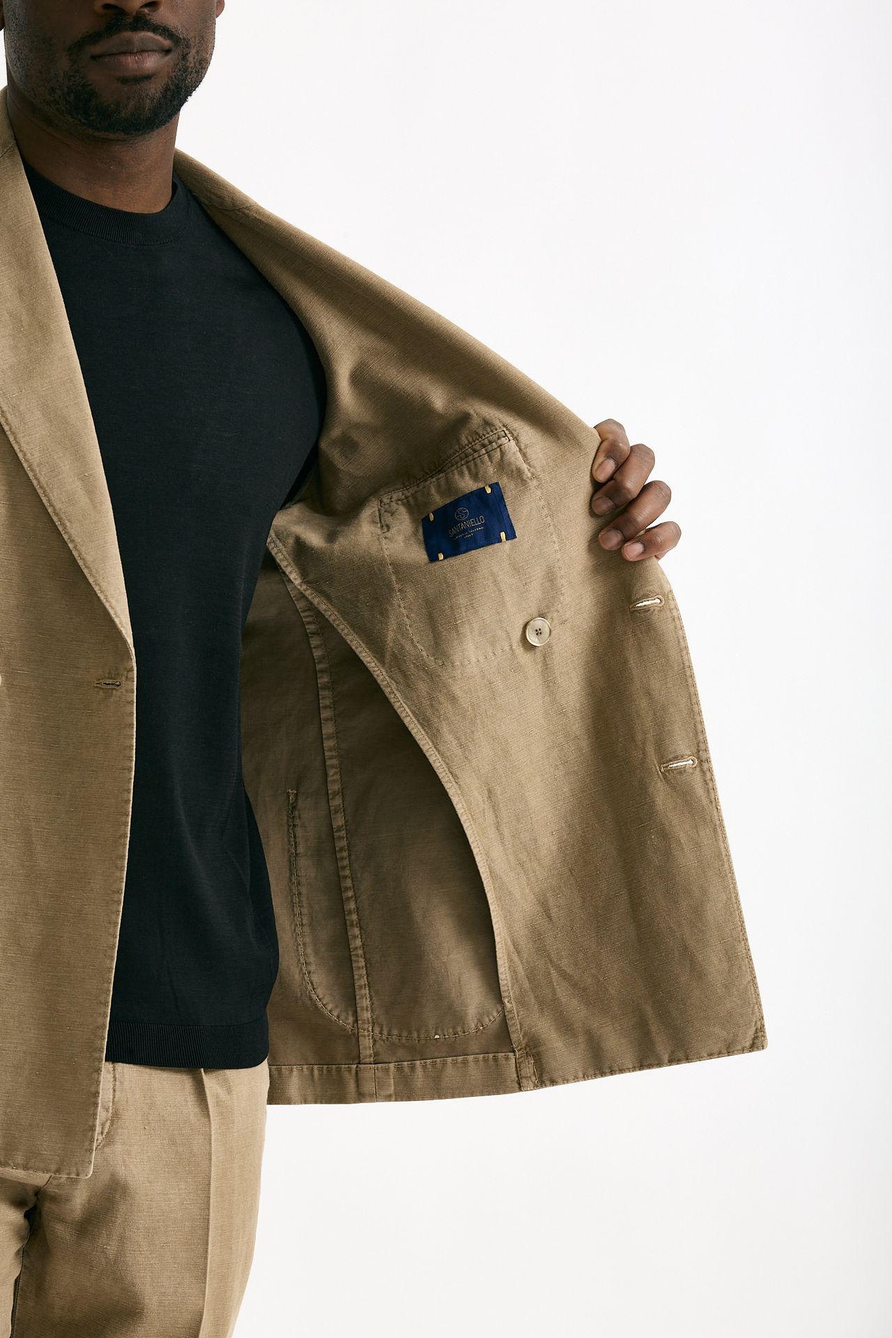 Abito doppiopetto beige Cotone e lino lavato men Santaniello - 7