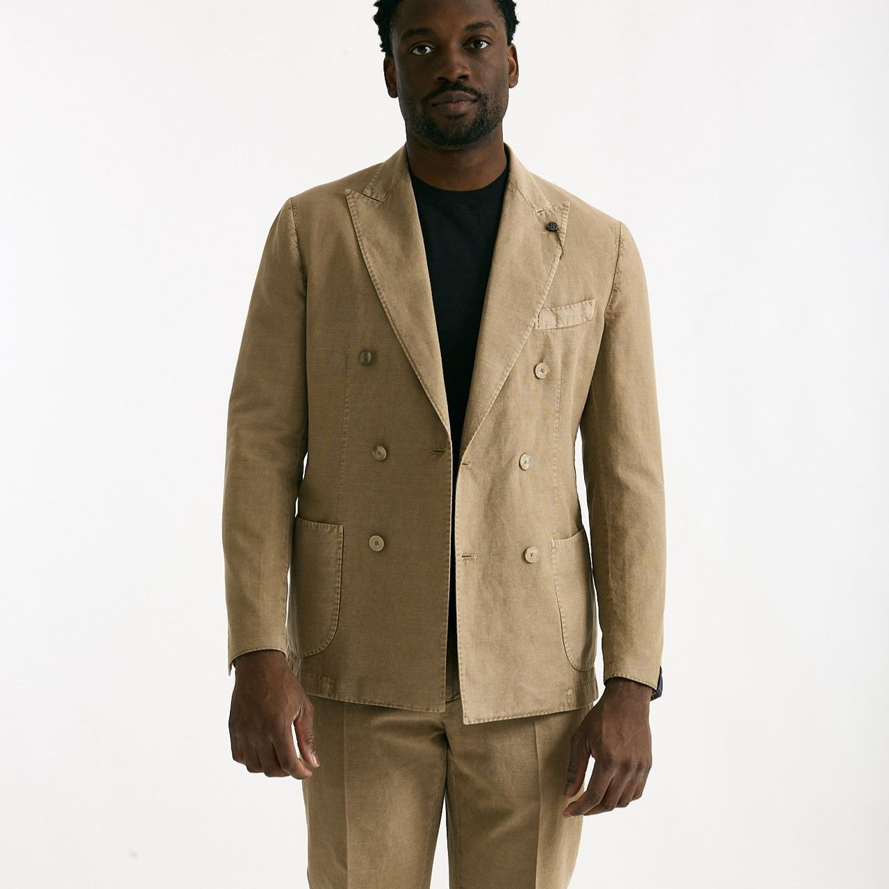 Abito doppiopetto beige Cotone e lino lavato men Santaniello - 9