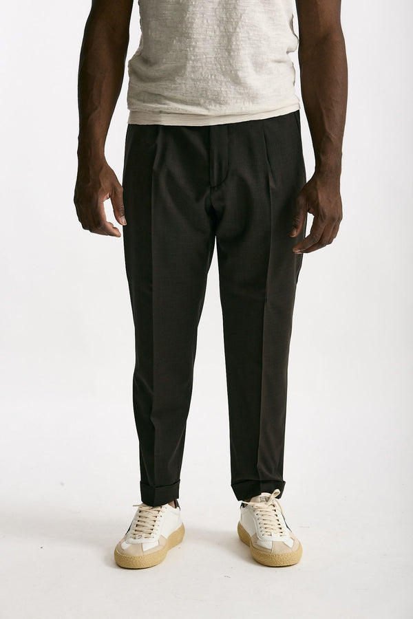 Pantalone in lana ferma marrone men Santaniello