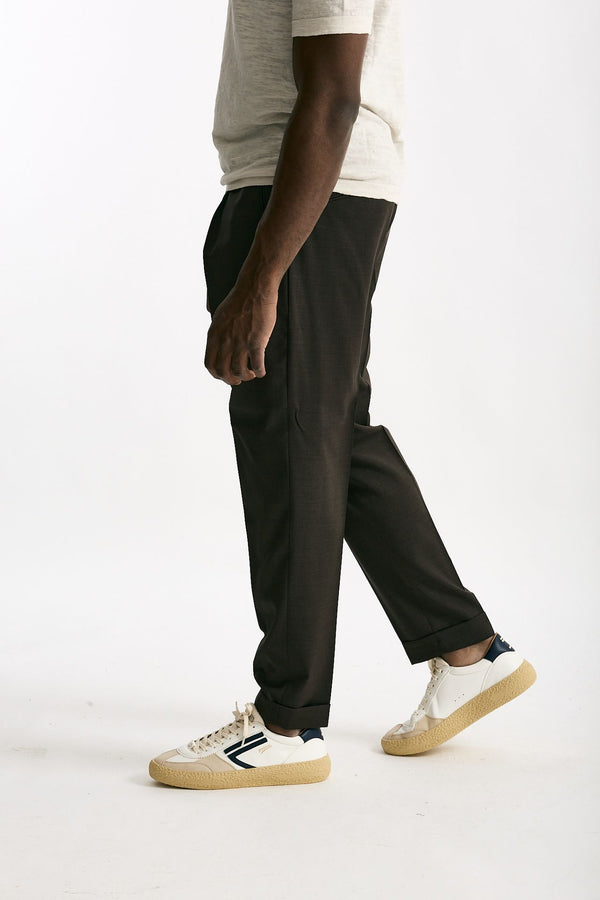 Pantalone in lana ferma marrone men Santaniello